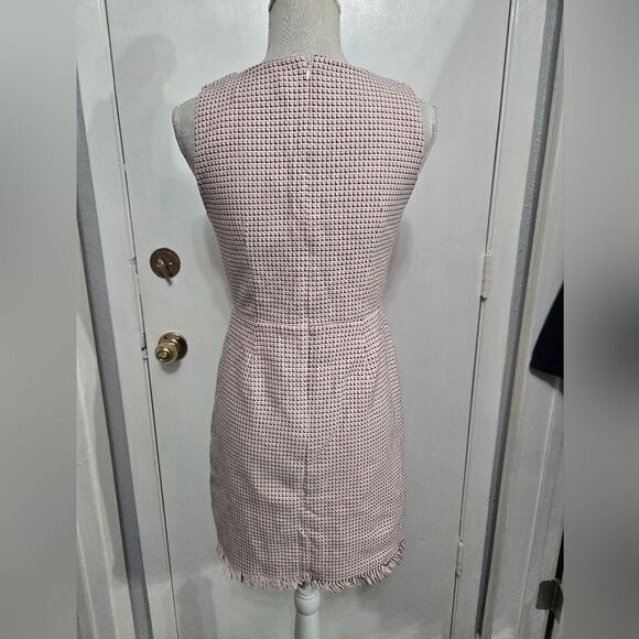 Loft sz 6p Tweed Fringe Sheath Dress pink cream and black - Picture 8 of 13